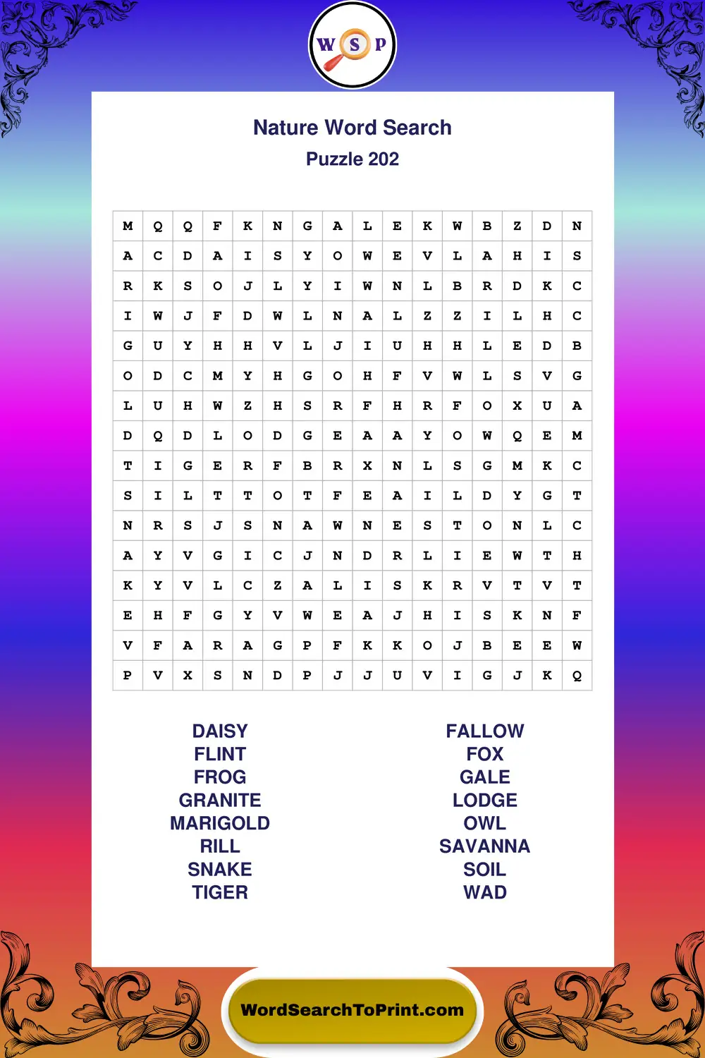 Nature Word Search Puzzle 202