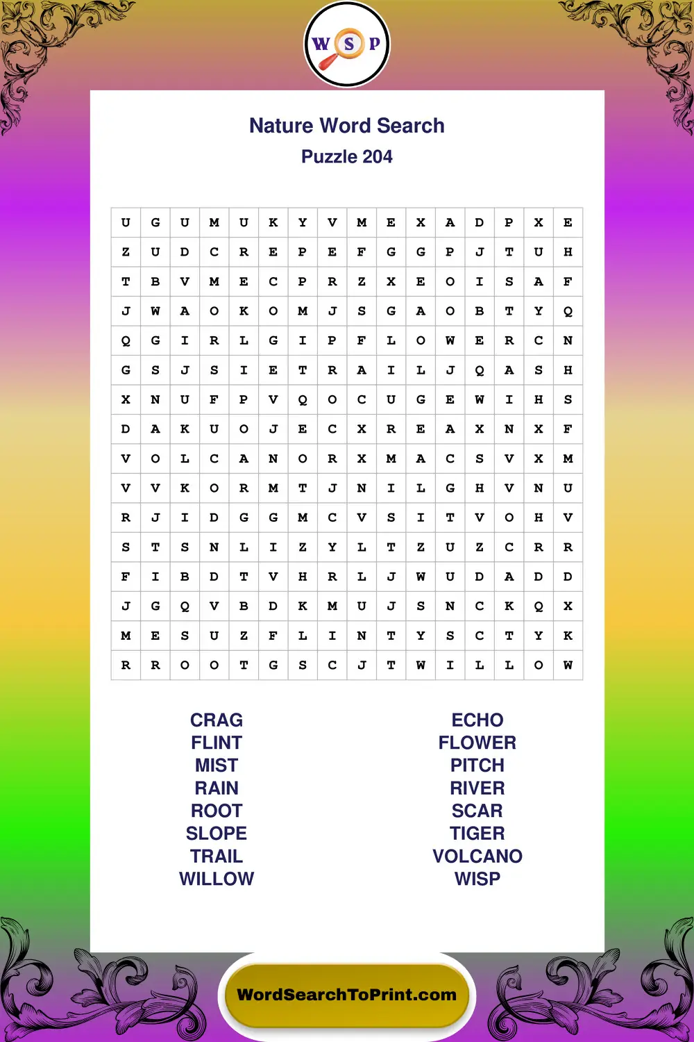 Nature Word Search Puzzle 204