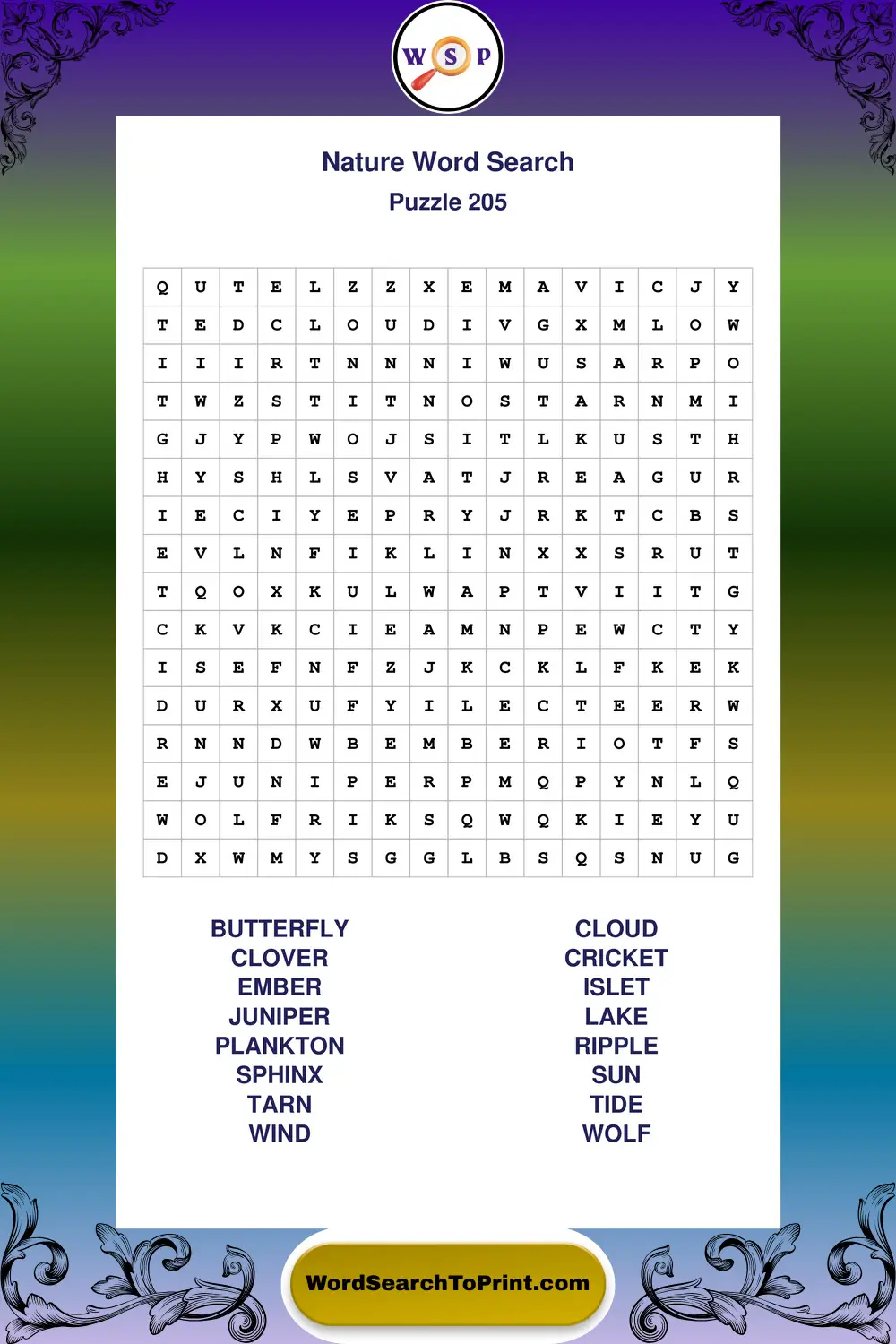 Nature Word Search Puzzle 205