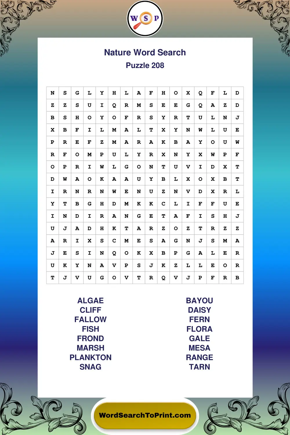 Nature Word Search Puzzle 208
