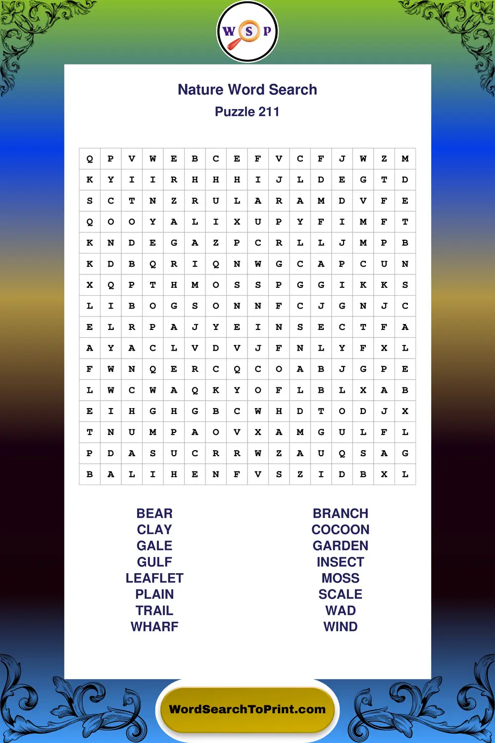 Nature Word Search Puzzle 211