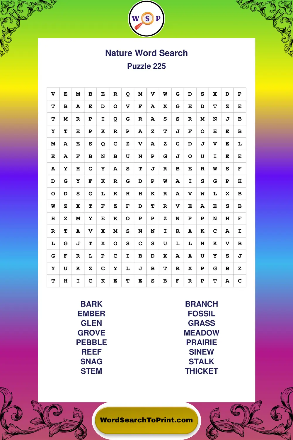 Nature Word Search Puzzle 225