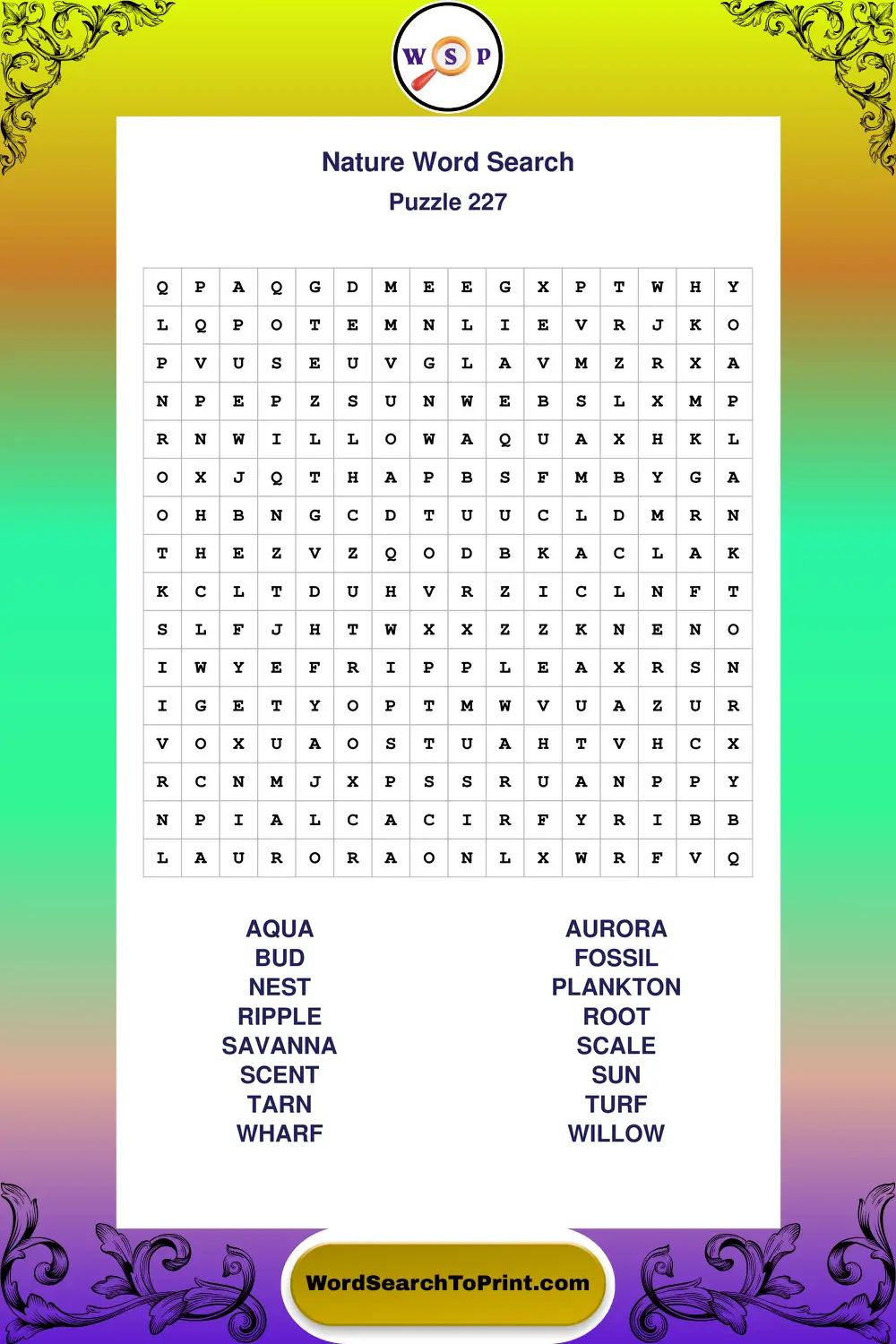 Nature Word Search Puzzle 227