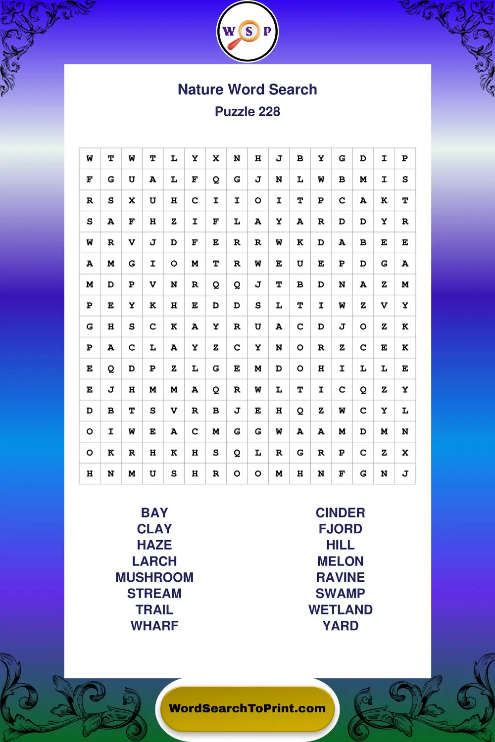 Nature Word Search Puzzle 228
