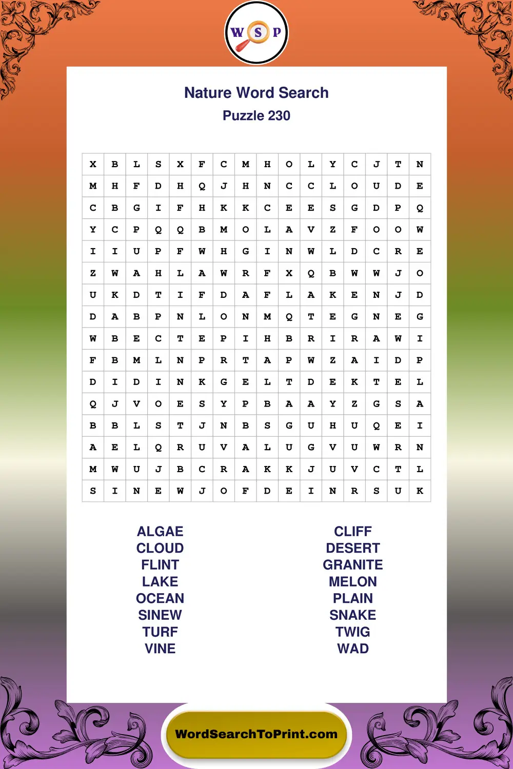 Nature Word Search Puzzle 230