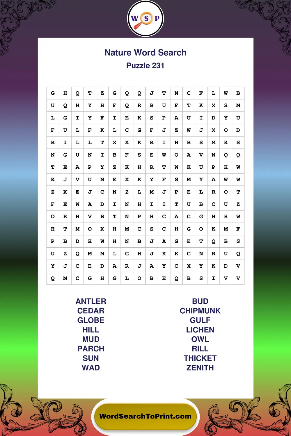 Nature Word Search Puzzle 231