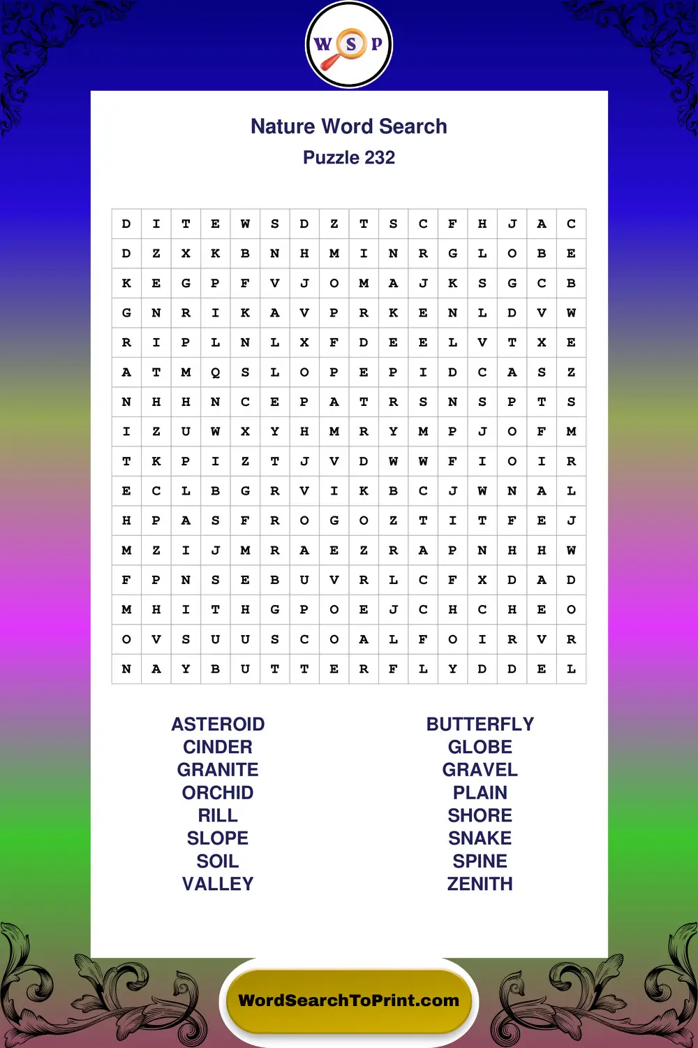 Nature Word Search Puzzle 232