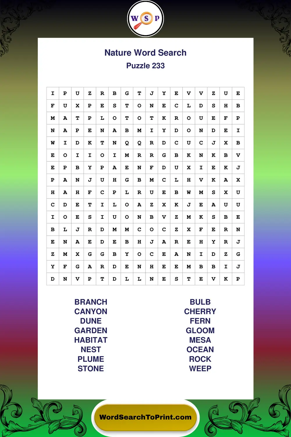 Nature Word Search Puzzle 233