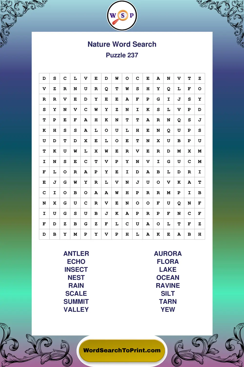 Nature Word Search Puzzle 237