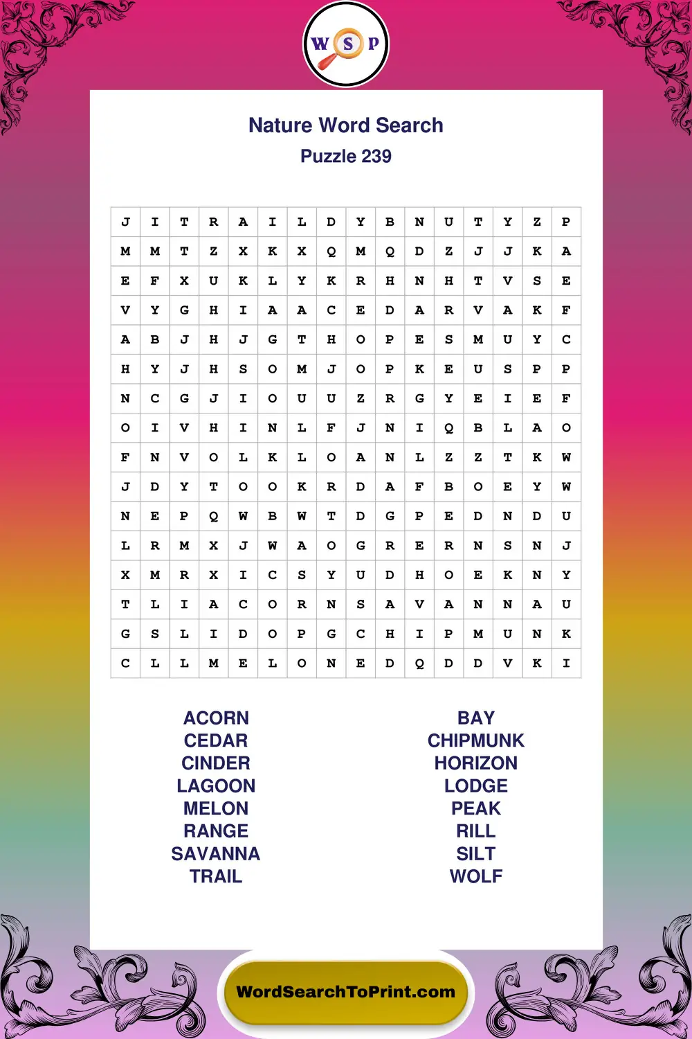 Nature Word Search Puzzle 239