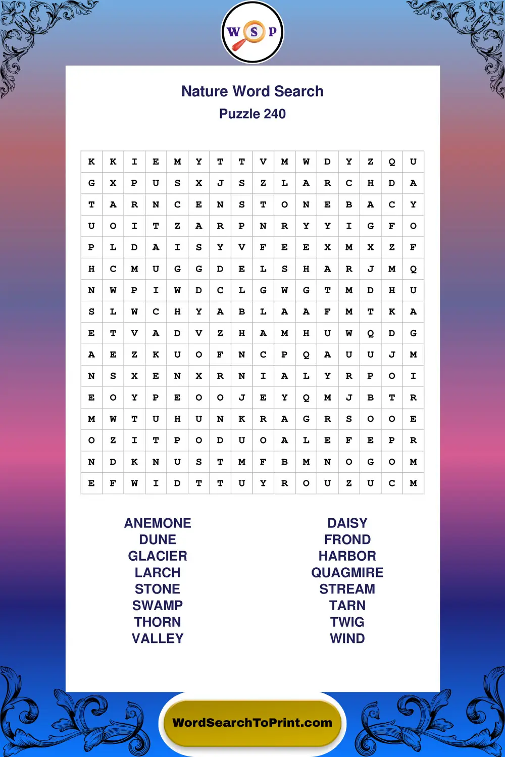 Nature Word Search Puzzle 240