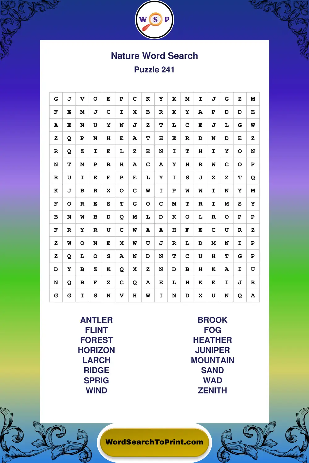 Nature Word Search Puzzle 241