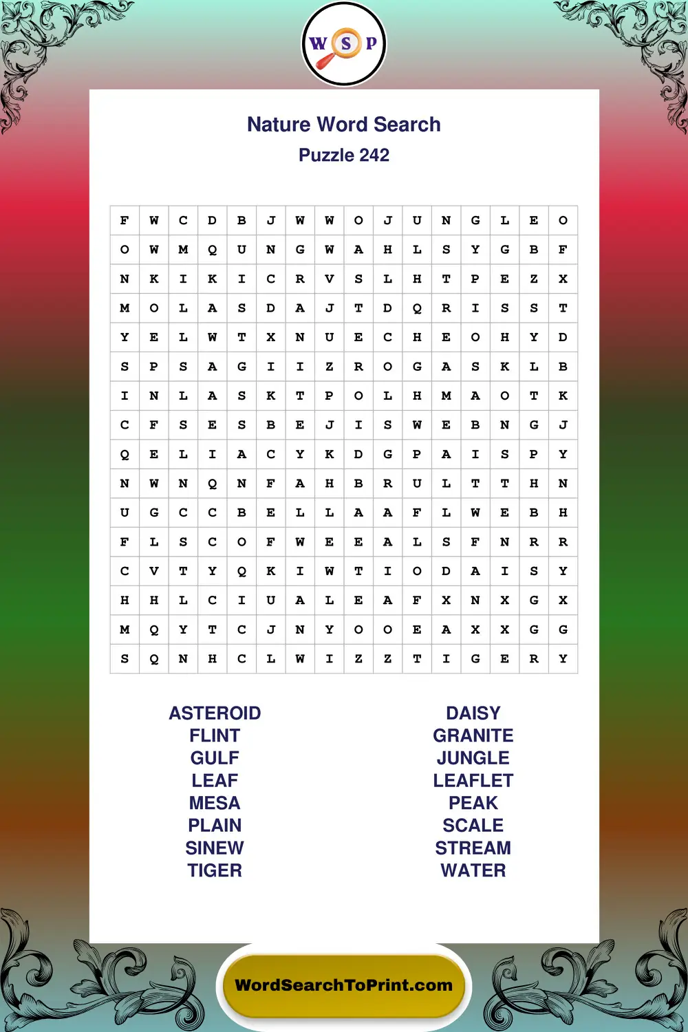 Nature Word Search Puzzle 242