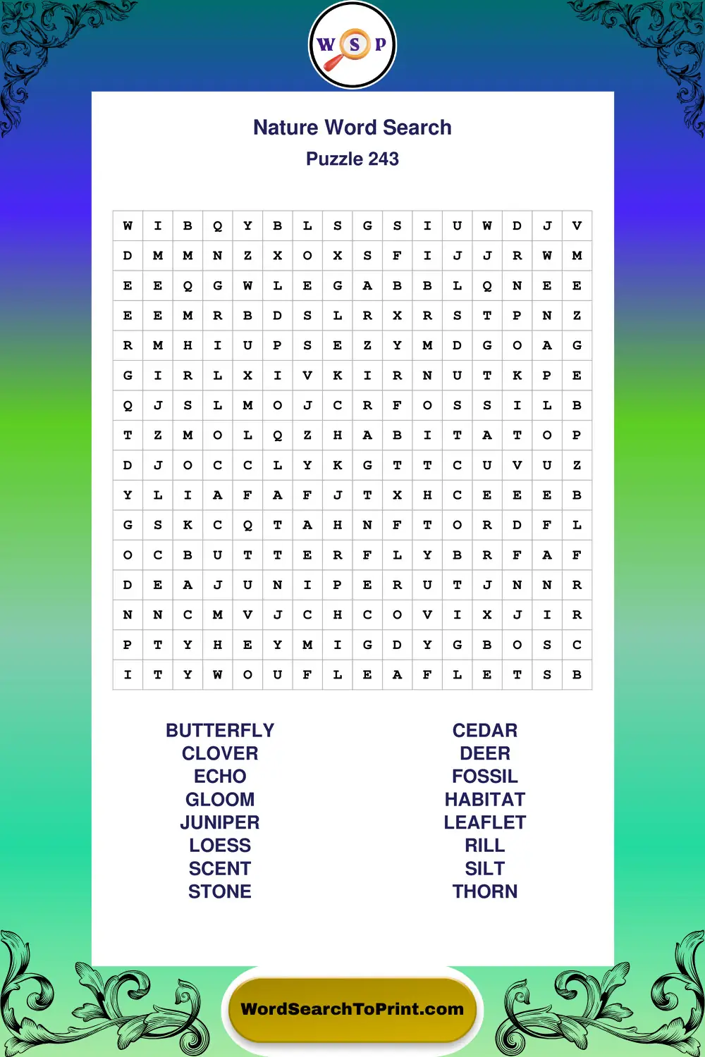 Nature Word Search Puzzle 243