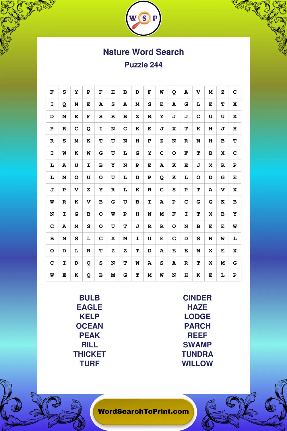 Nature Word Search Puzzle 244