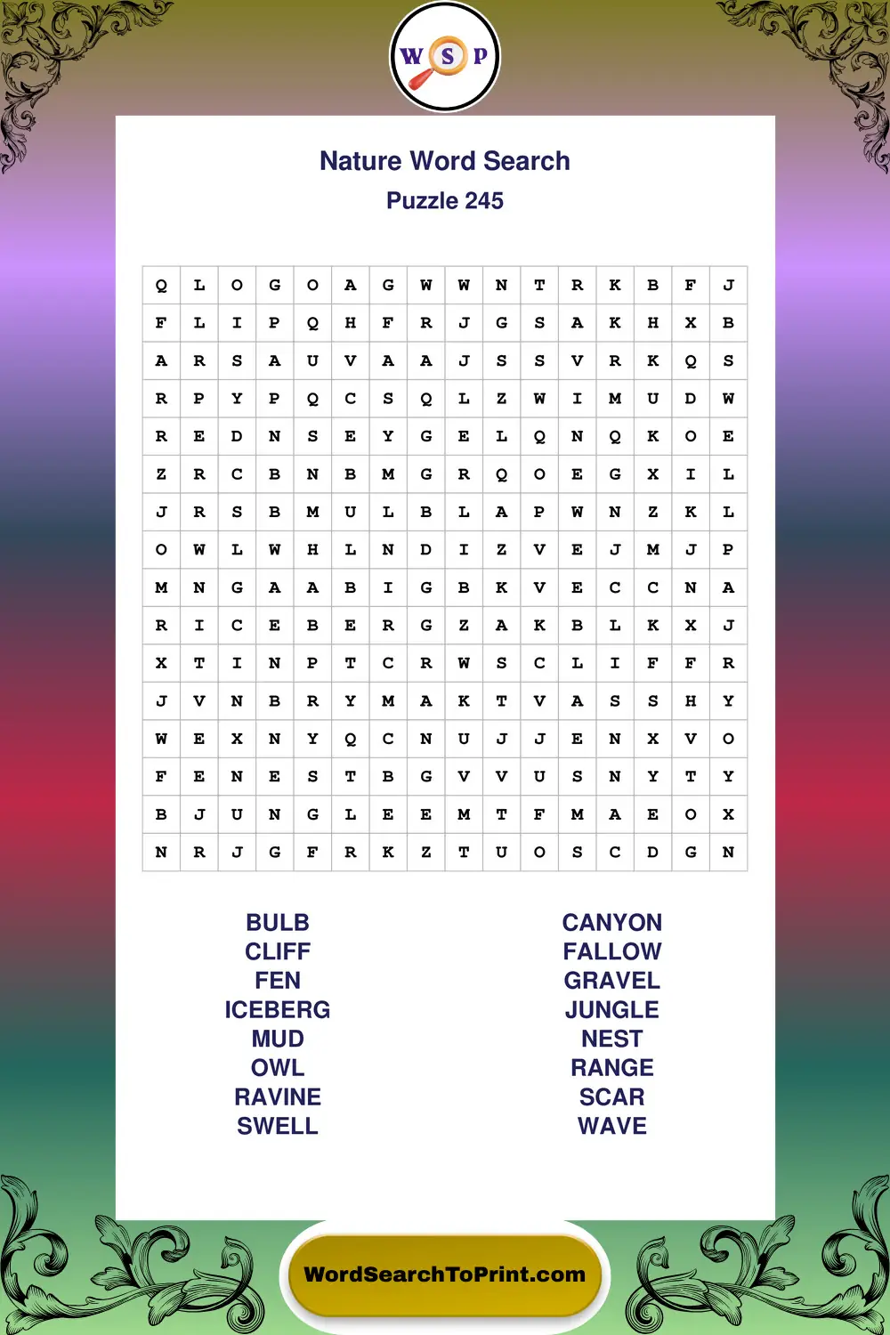 Nature Word Search Puzzle 245