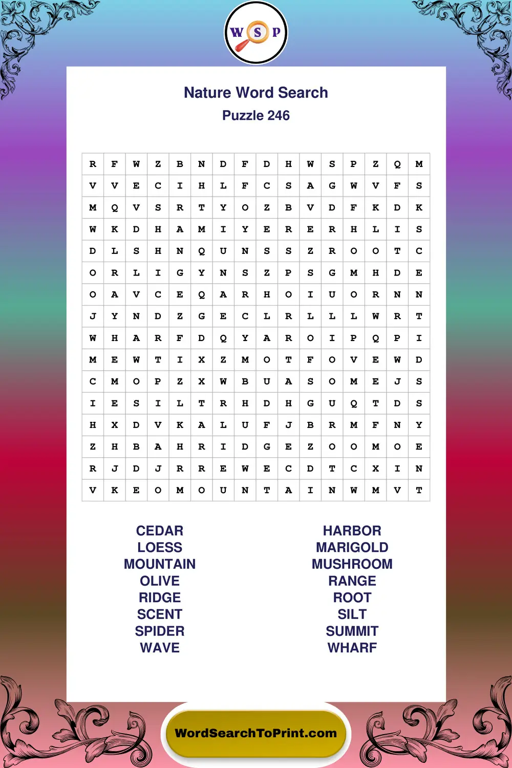 Nature Word Search Puzzle 246