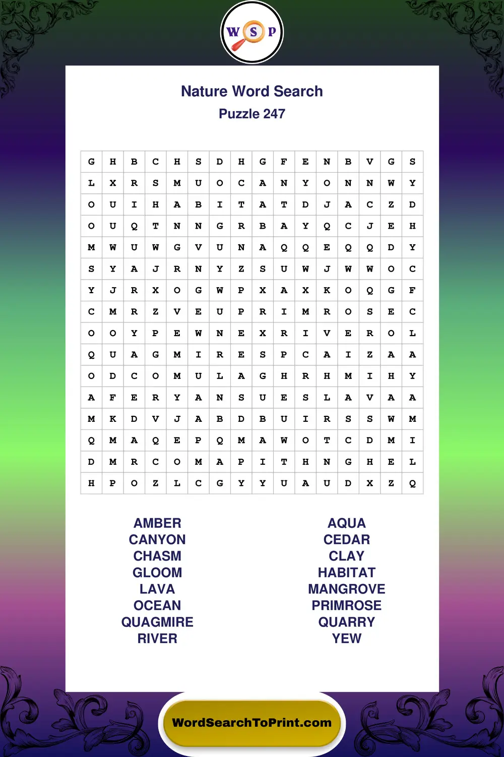 Nature Word Search Puzzle 247