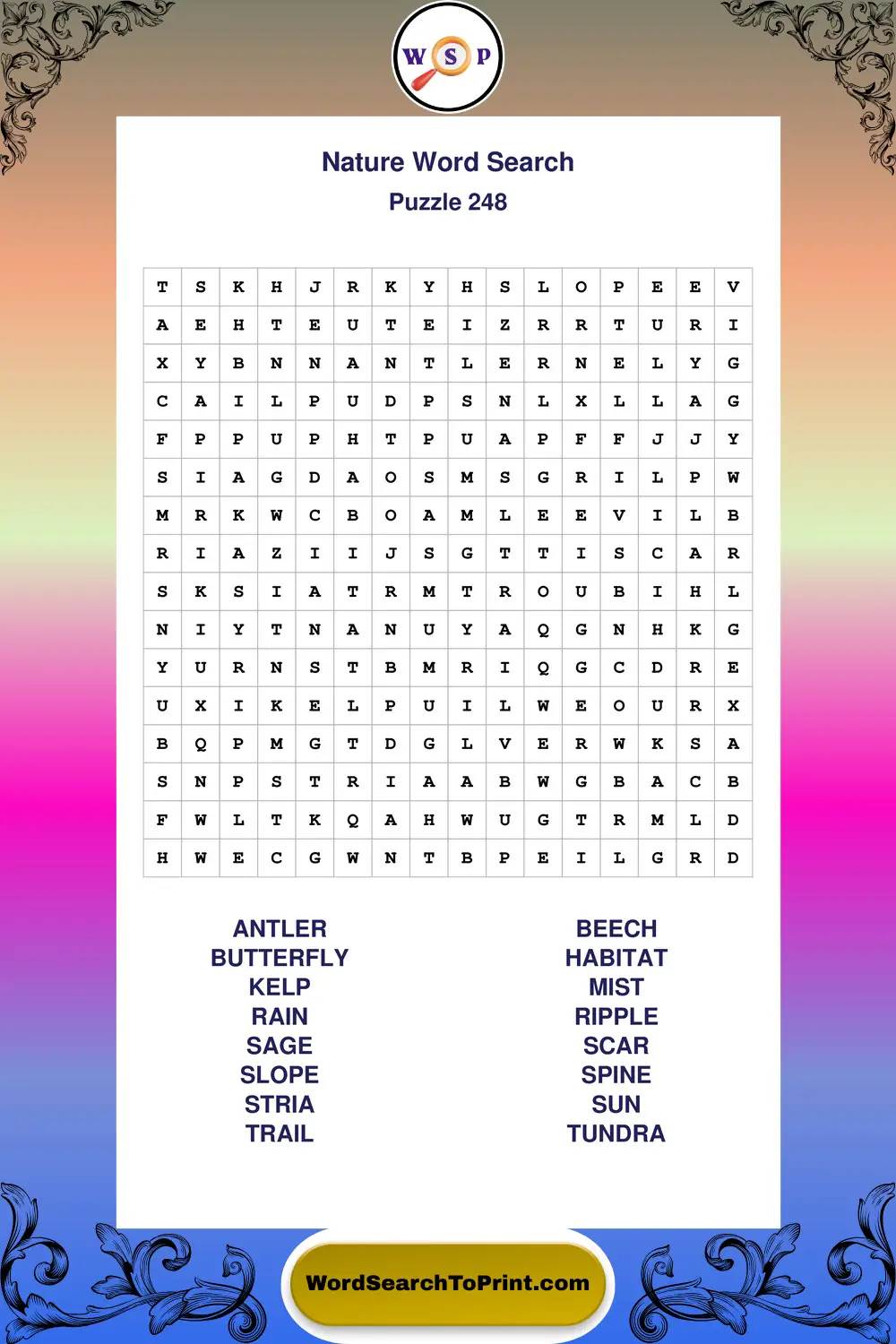 Nature Word Search Puzzle 248