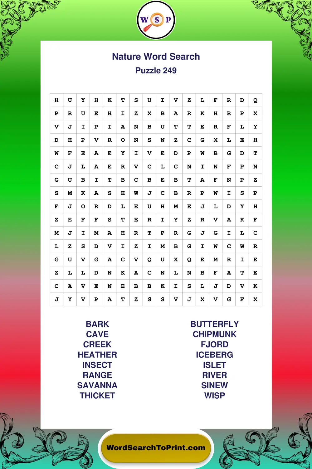 Nature Word Search Puzzle 249