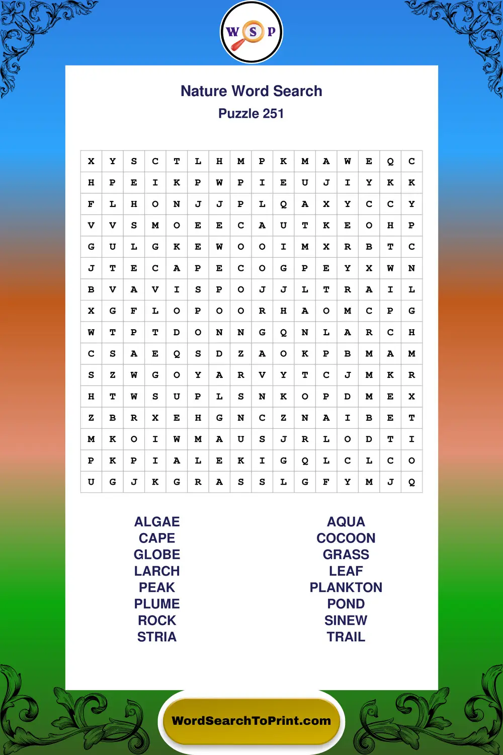 Nature Word Search Puzzle 251