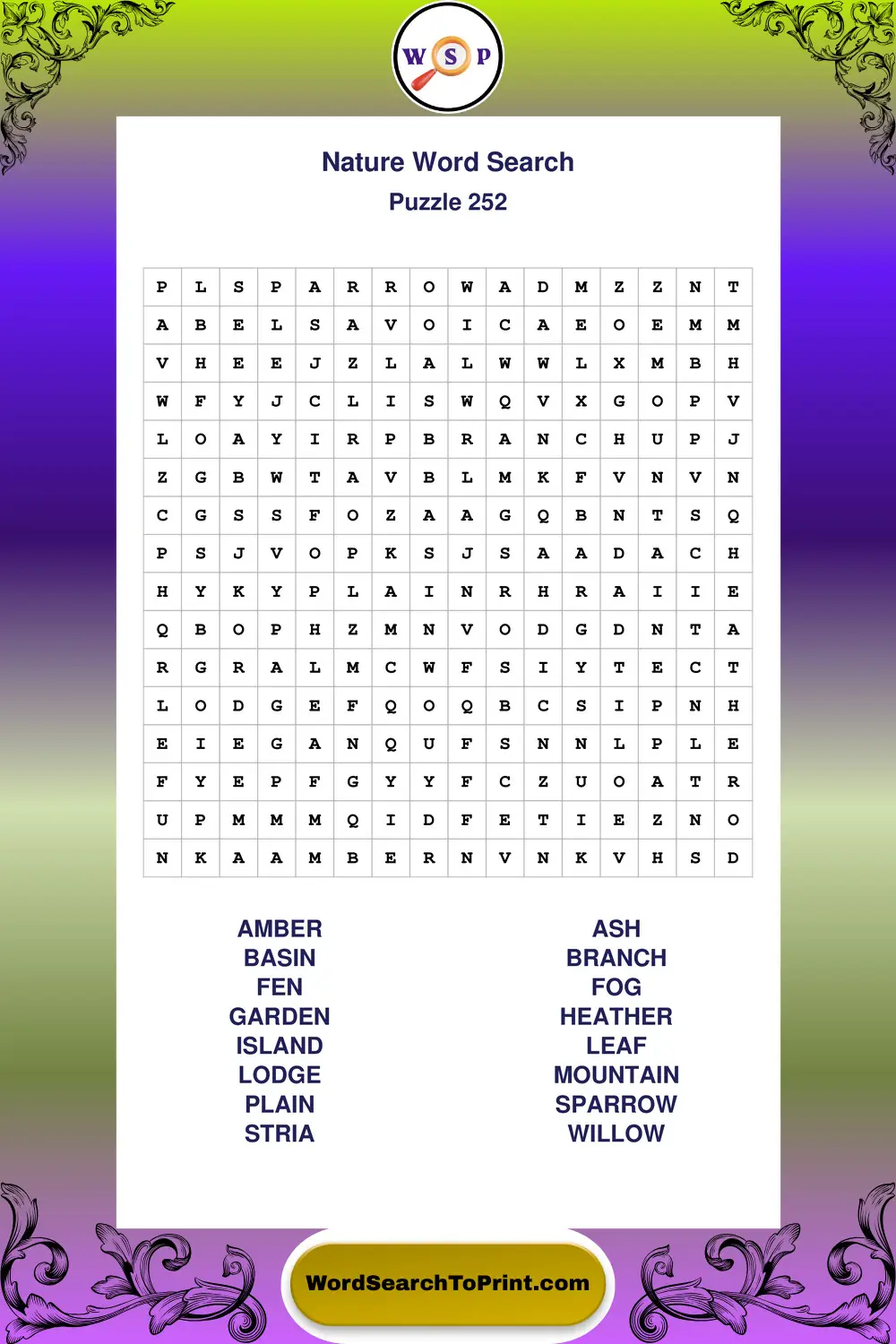 Nature Word Search Puzzle 252