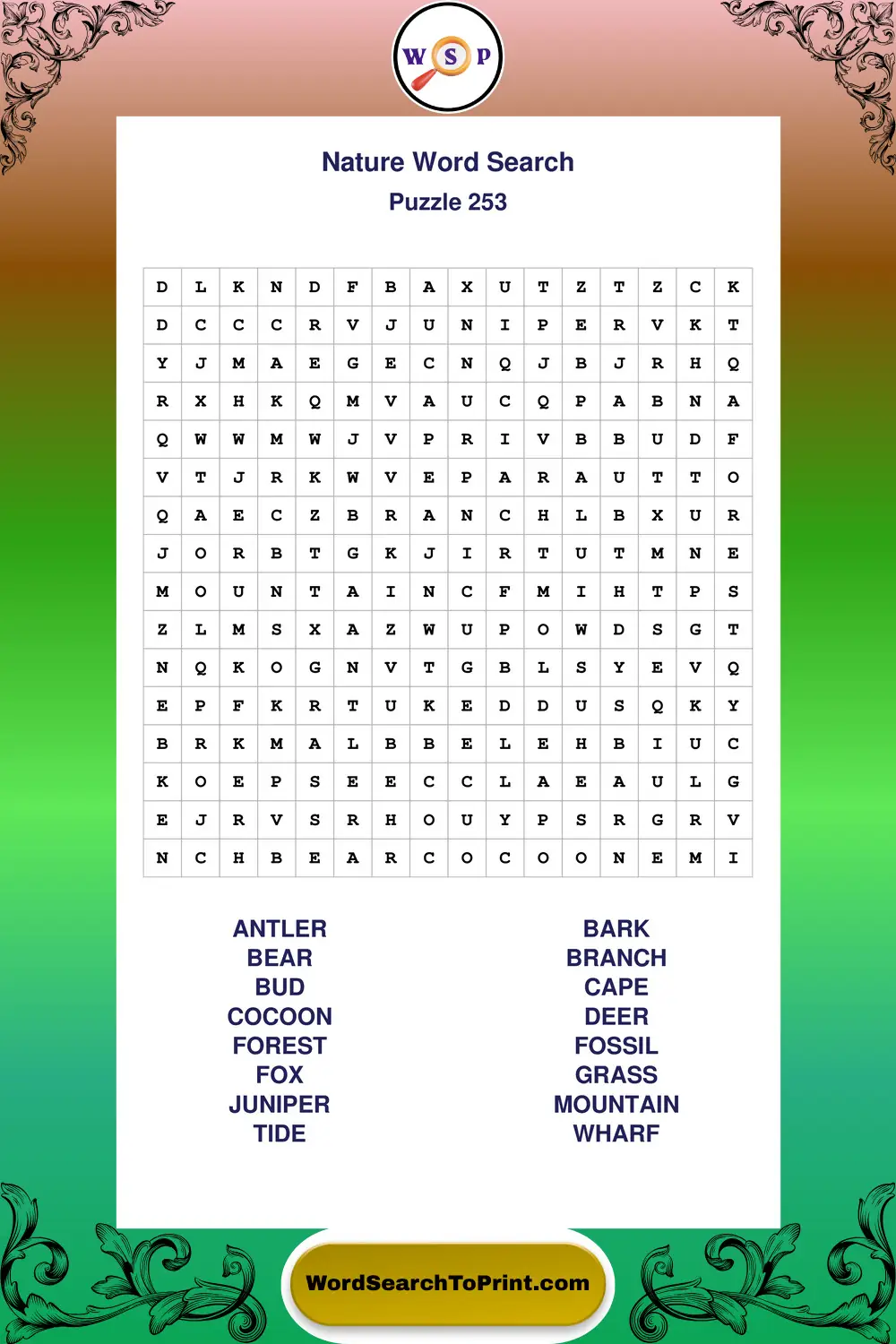 Nature Word Search Puzzle 253