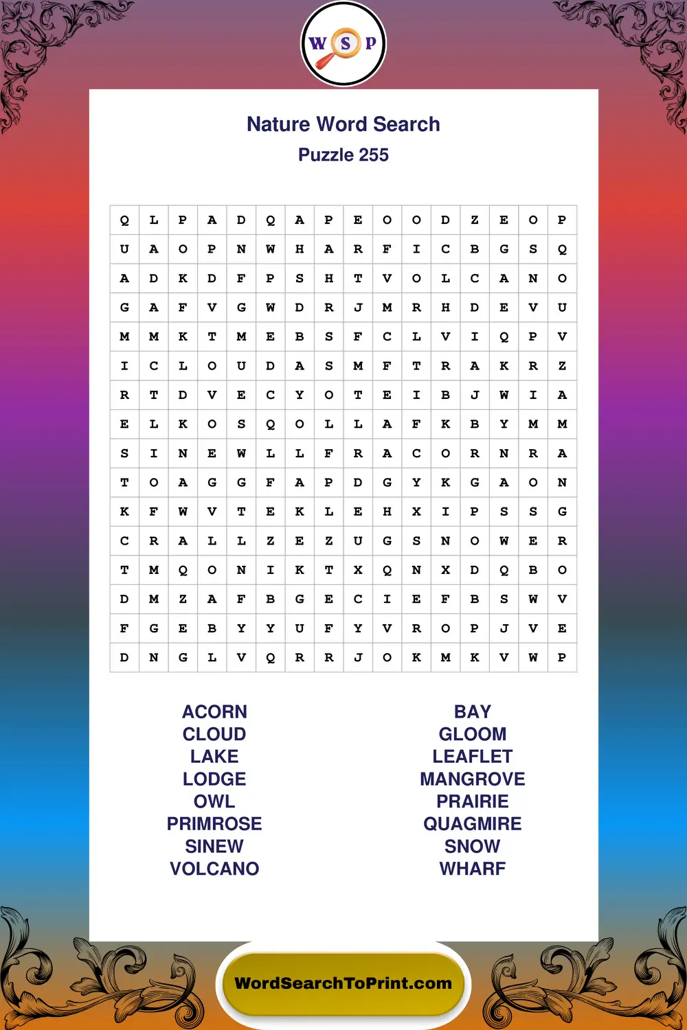 Nature Word Search Puzzle 255