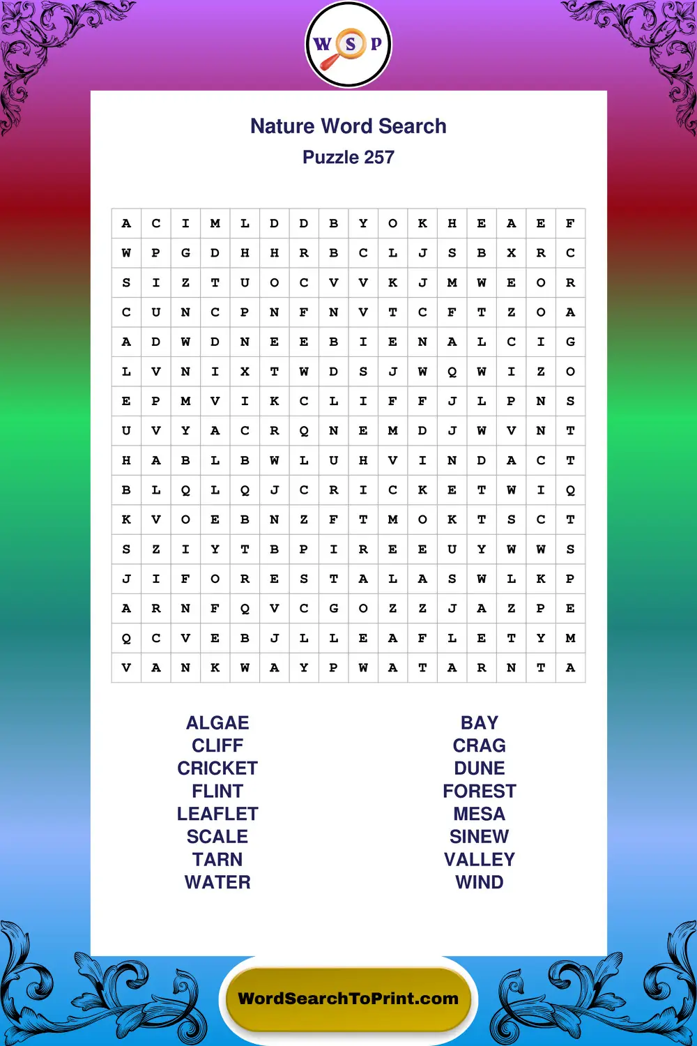 Nature Word Search Puzzle 257