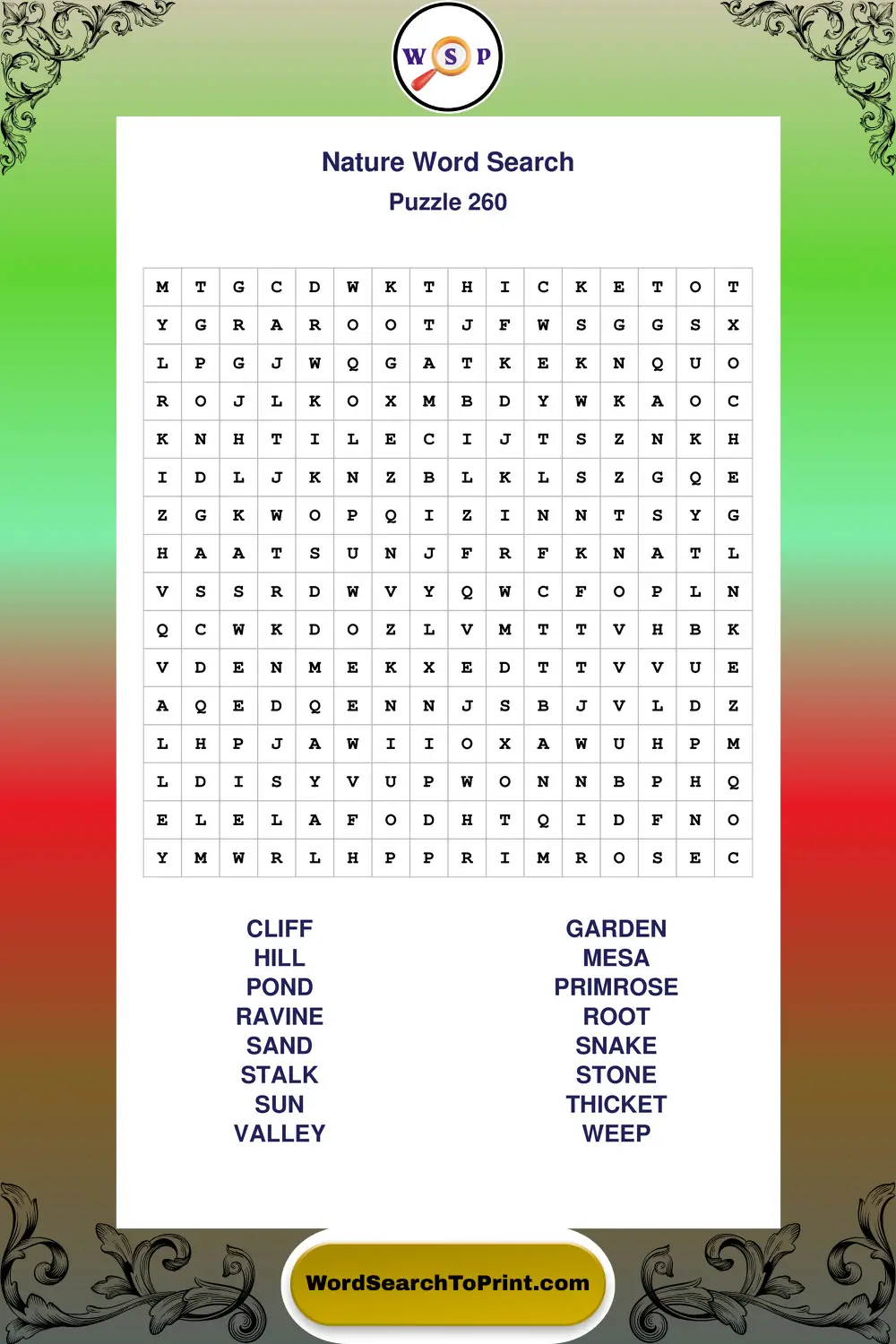 Nature Word Search Puzzle 260