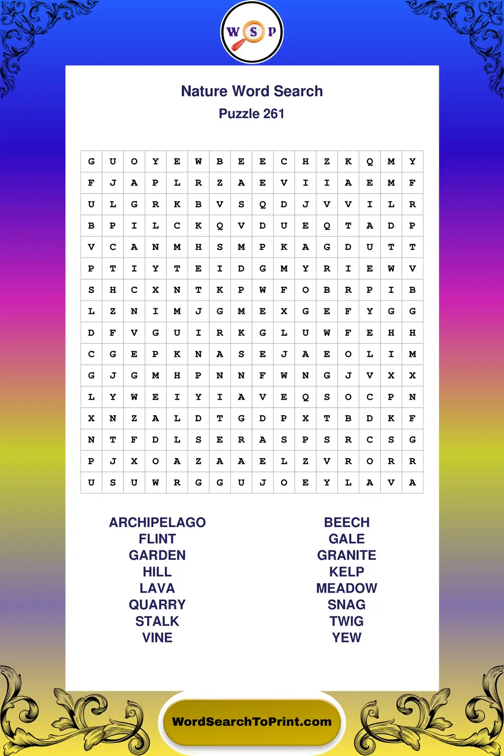 Nature Word Search Puzzle 261