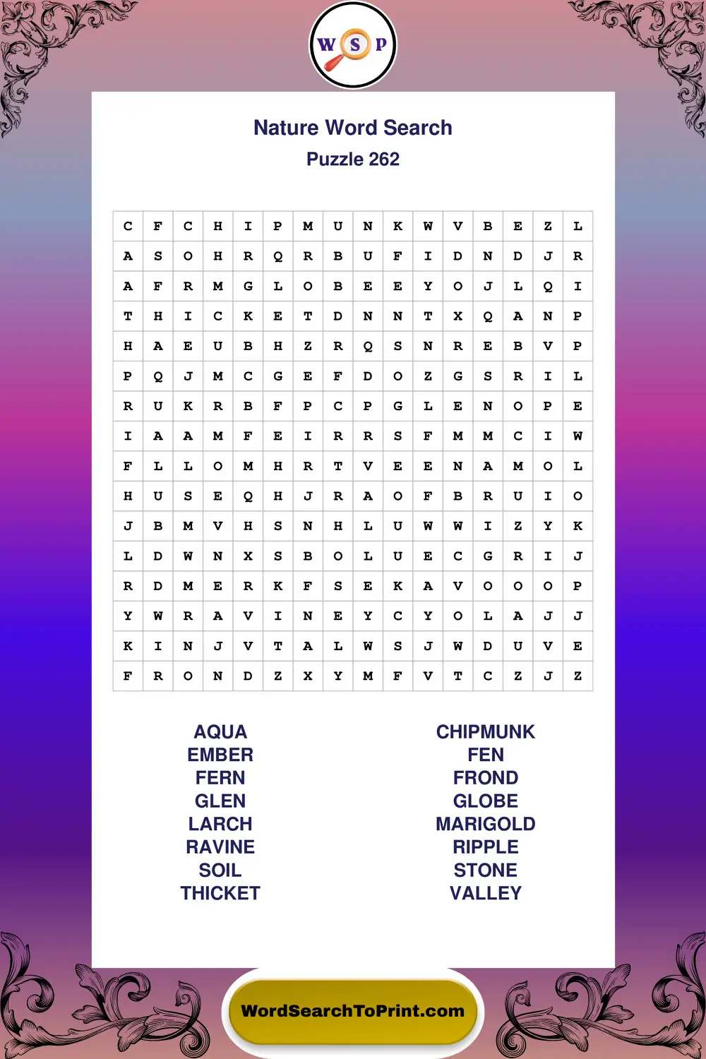 Nature Word Search Puzzle 262