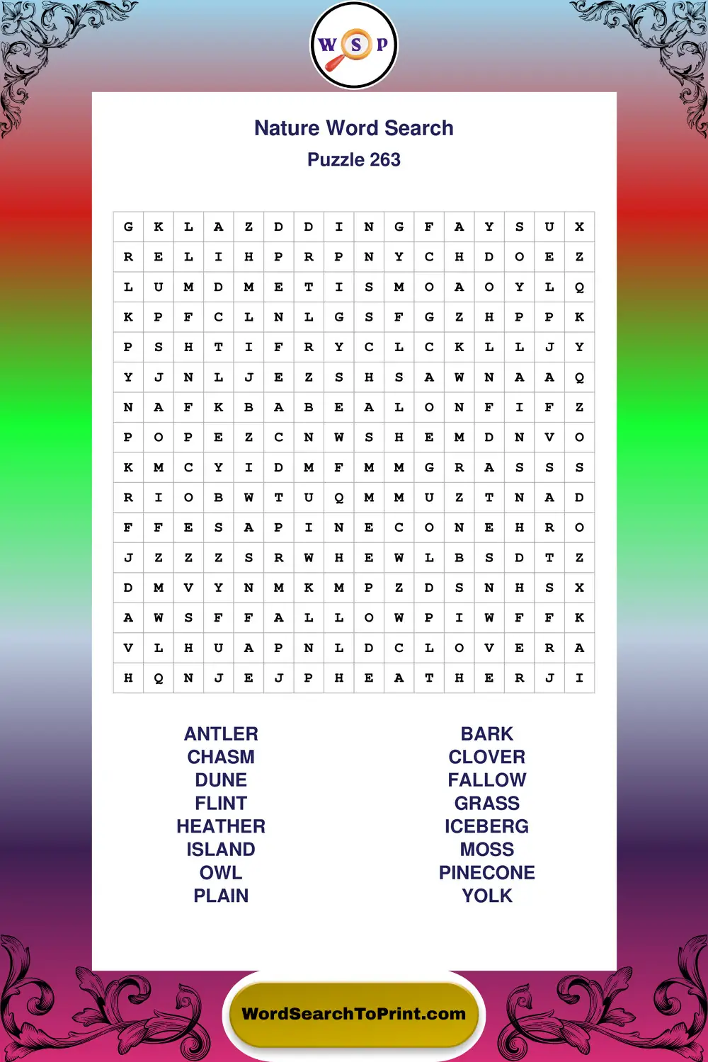 Nature Word Search Puzzle 263