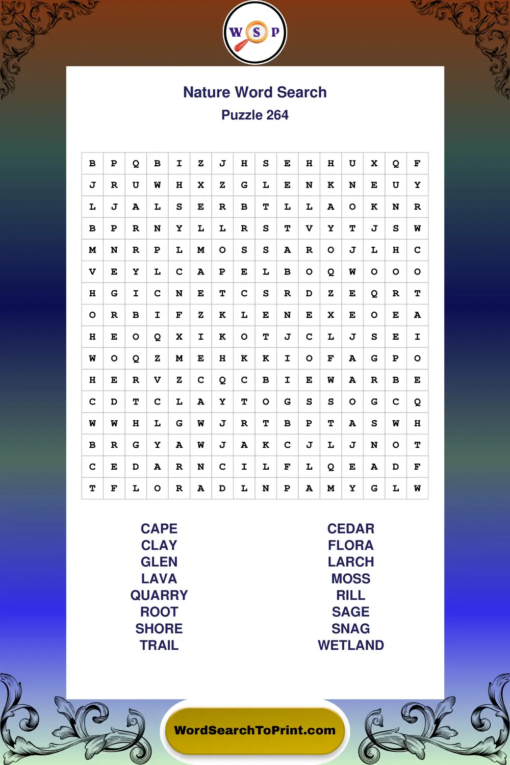 Nature Word Search Puzzle 264