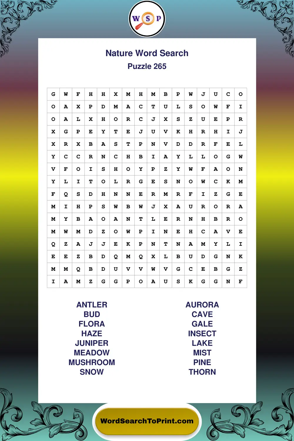 Nature Word Search Puzzle 265