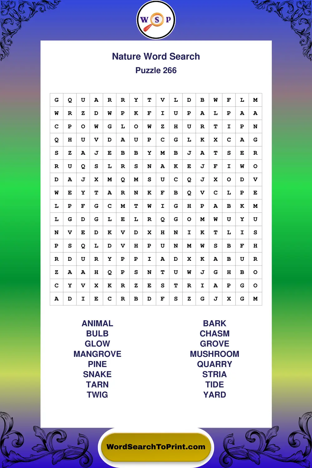 Nature Word Search Puzzle 266