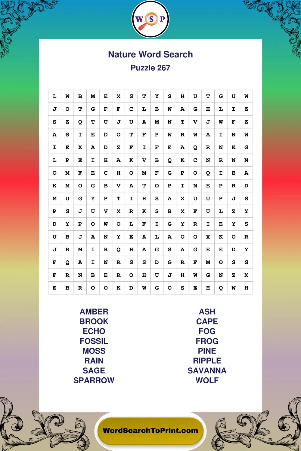 Nature Word Search Puzzle 267