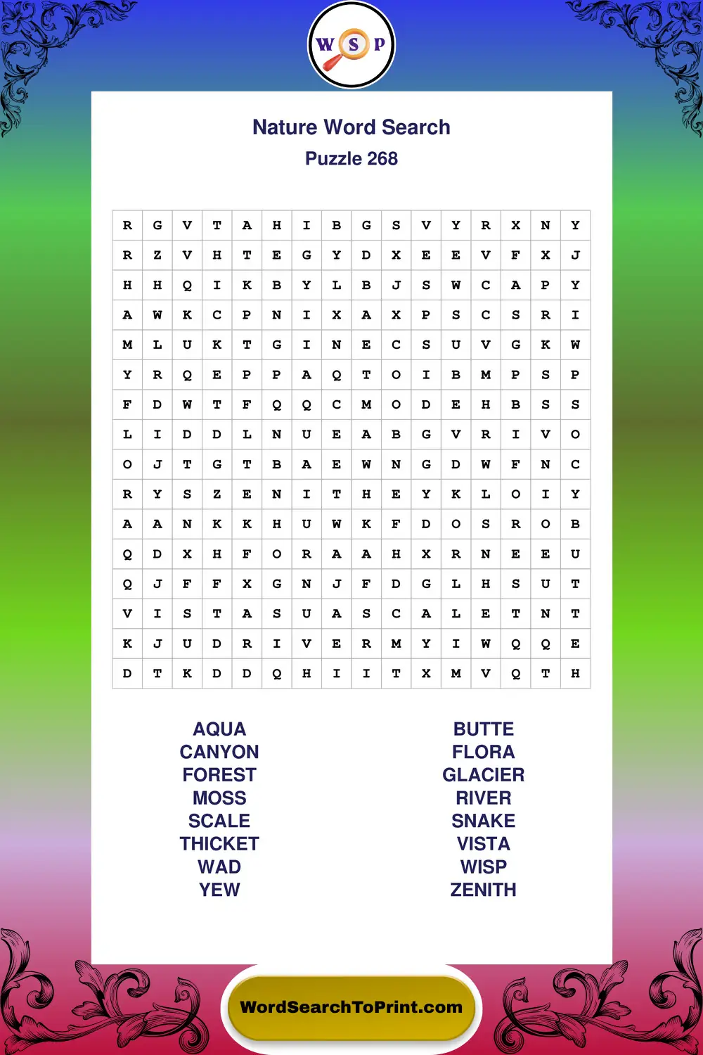 Nature Word Search Puzzle 268