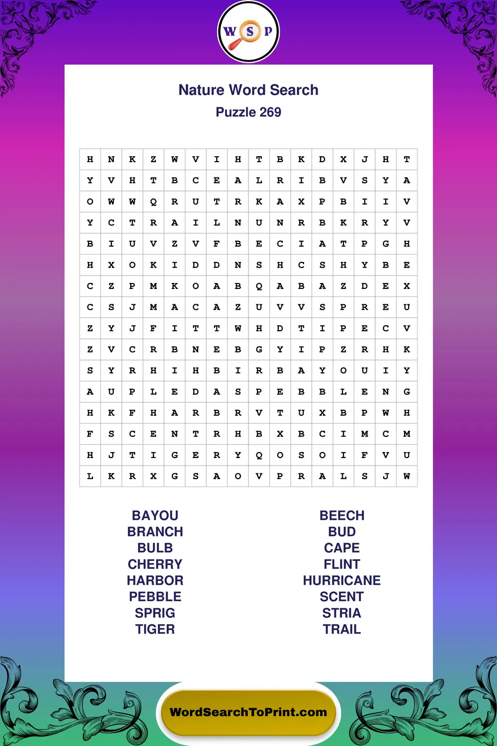 Nature Word Search Puzzle 269