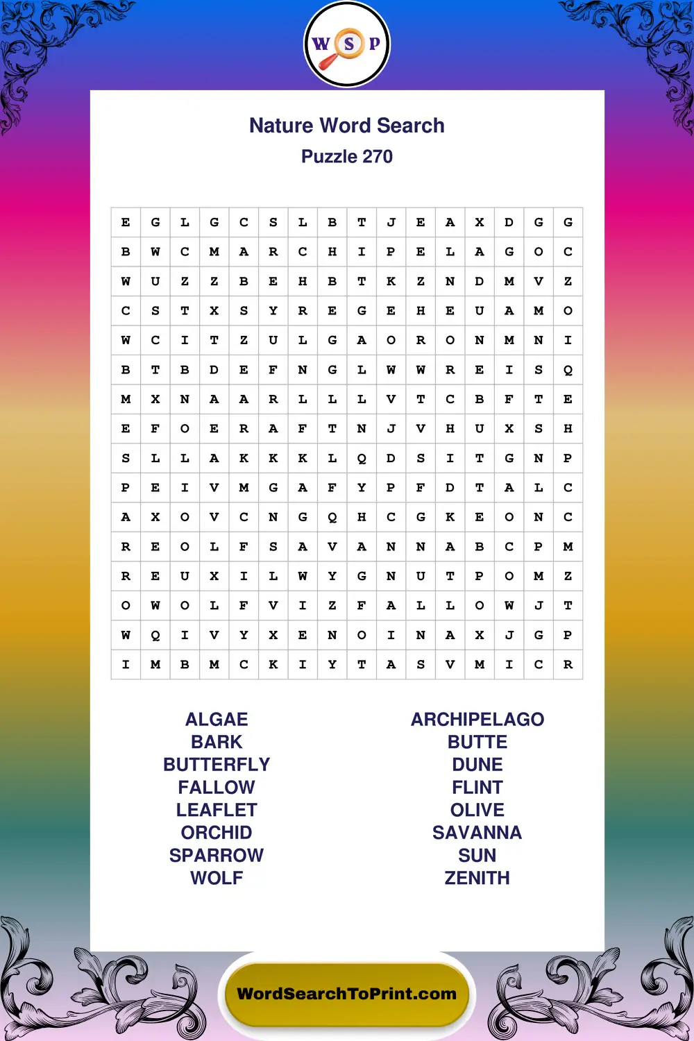 Nature Word Search Puzzle 270