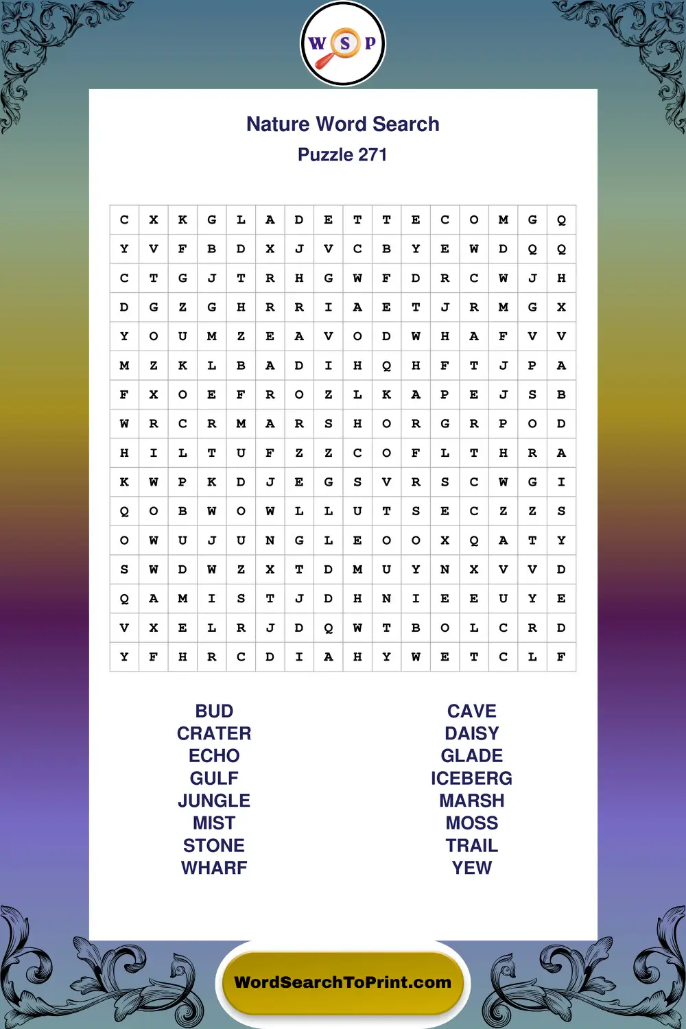 Nature Word Search Puzzle 271