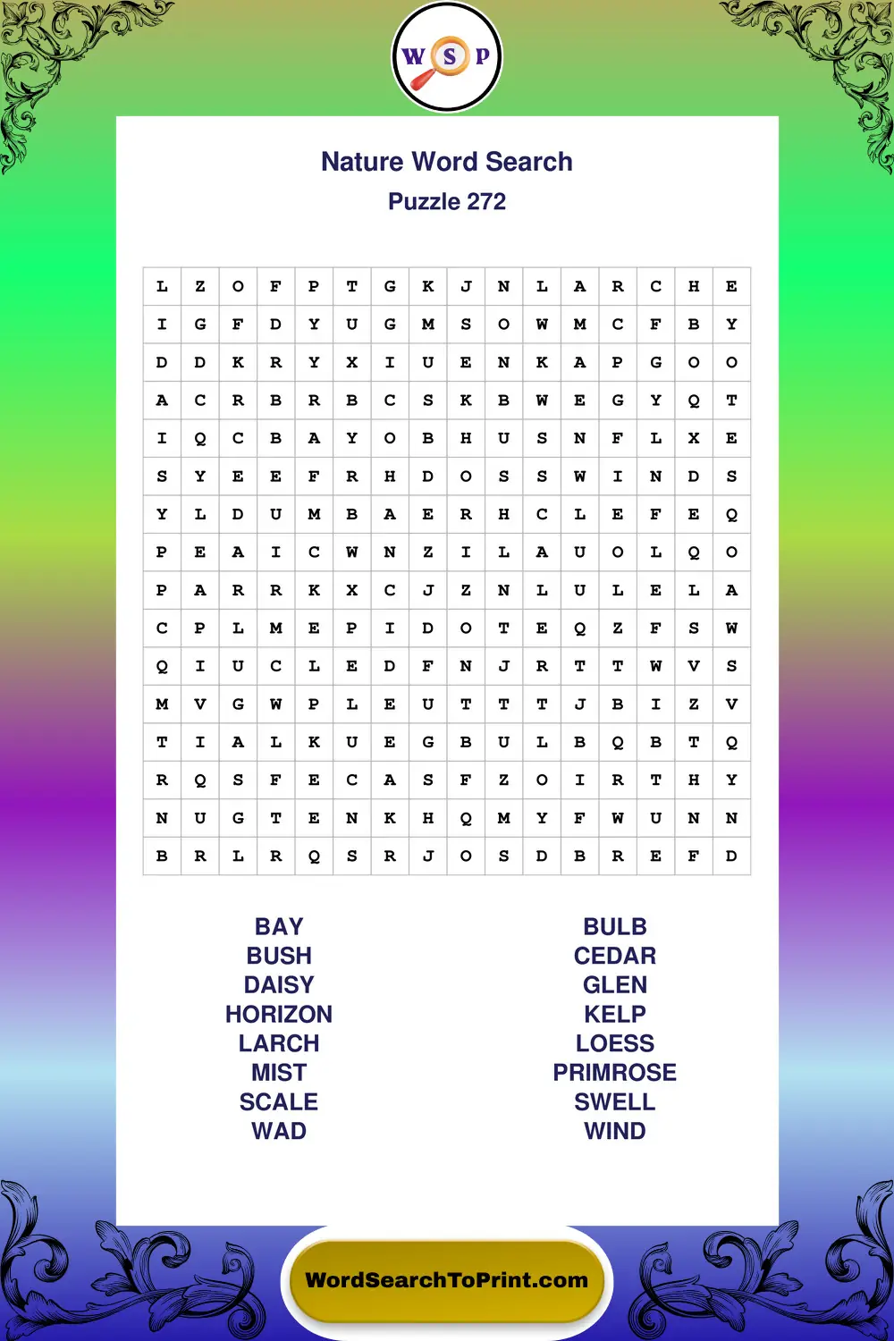 Nature Word Search Puzzle 272