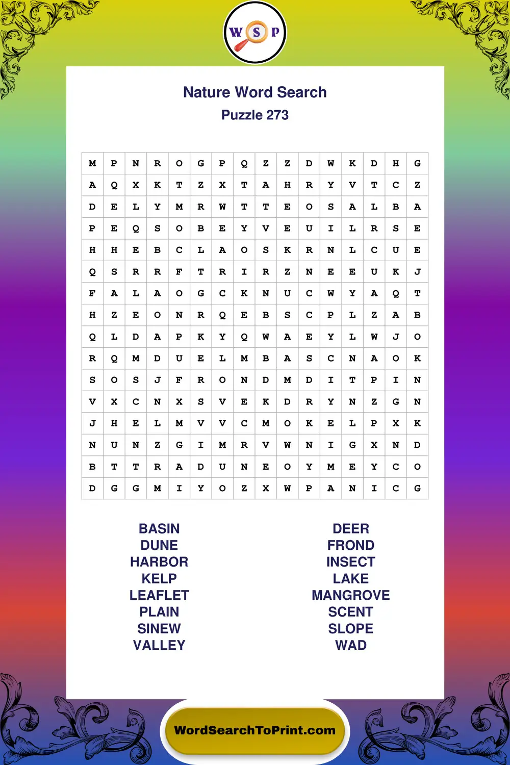 Nature Word Search Puzzle 273
