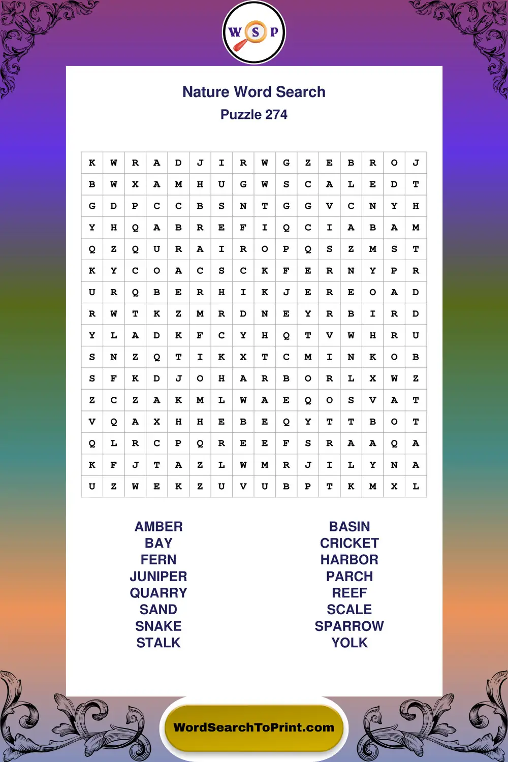 Nature Word Search Puzzle 274