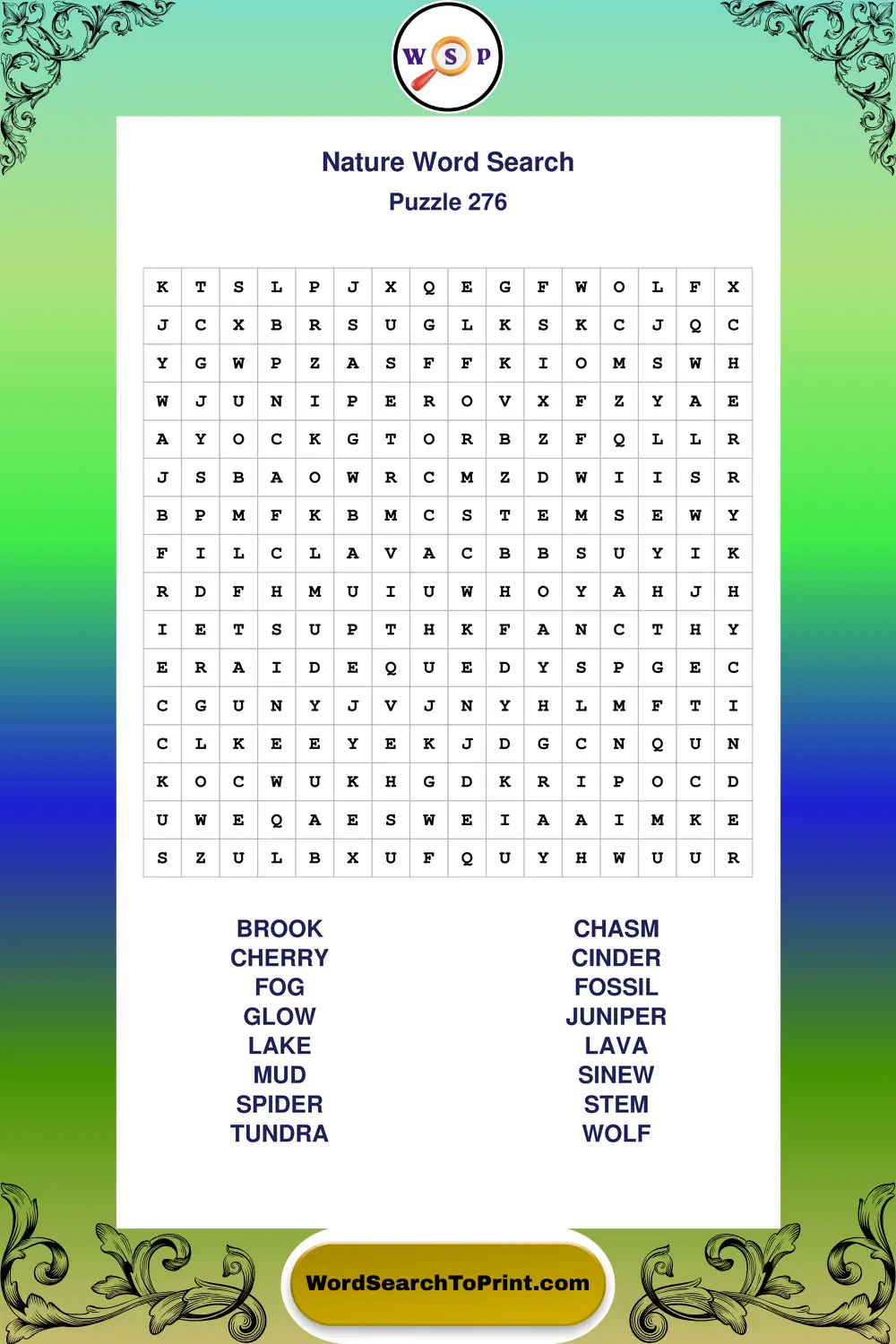 Nature Word Search Puzzle 276