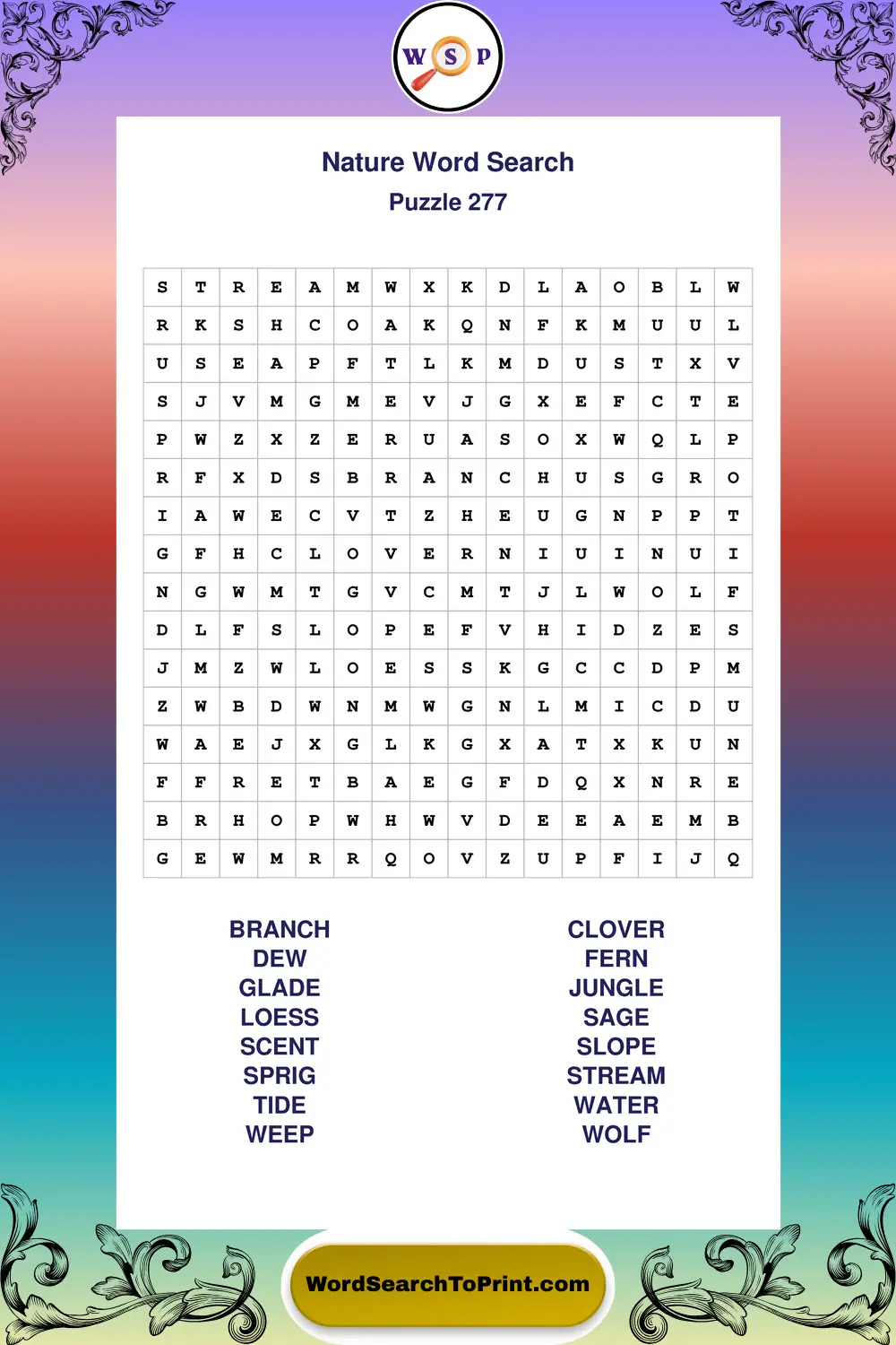 Nature Word Search Puzzle 277