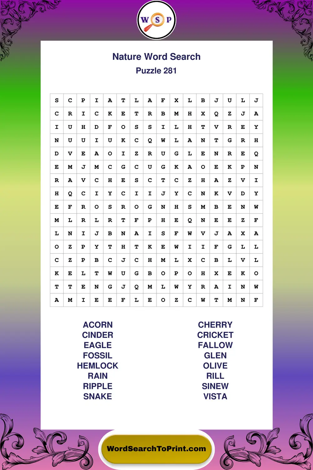 Nature Word Search Puzzle 281