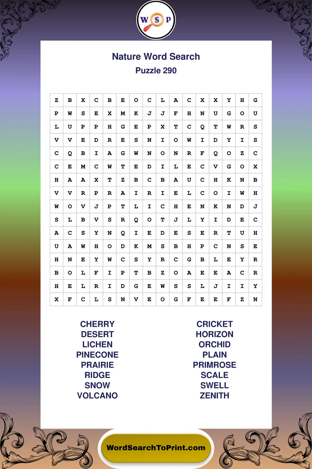 Nature Word Search Puzzle 290