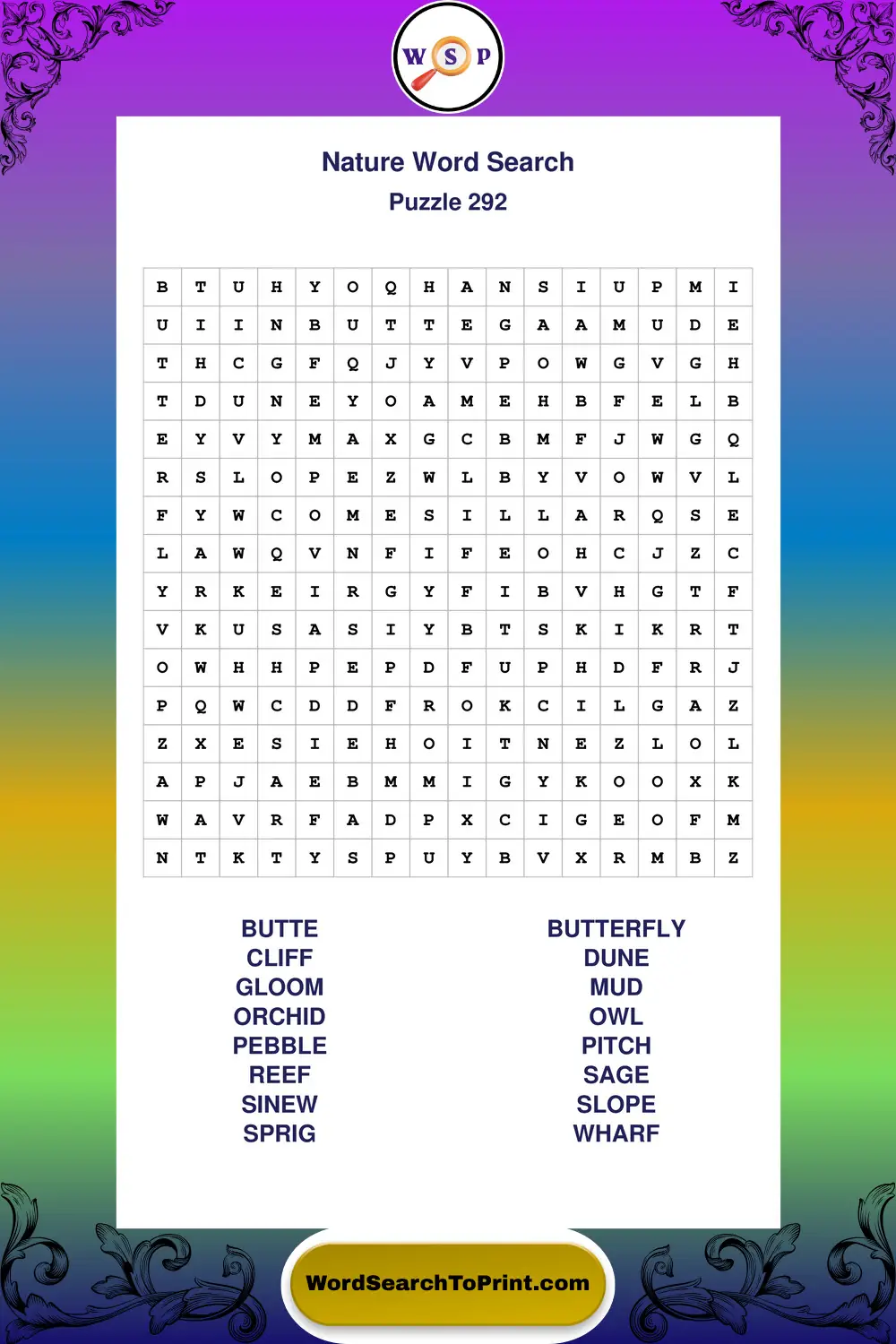 Nature Word Search Puzzle 292