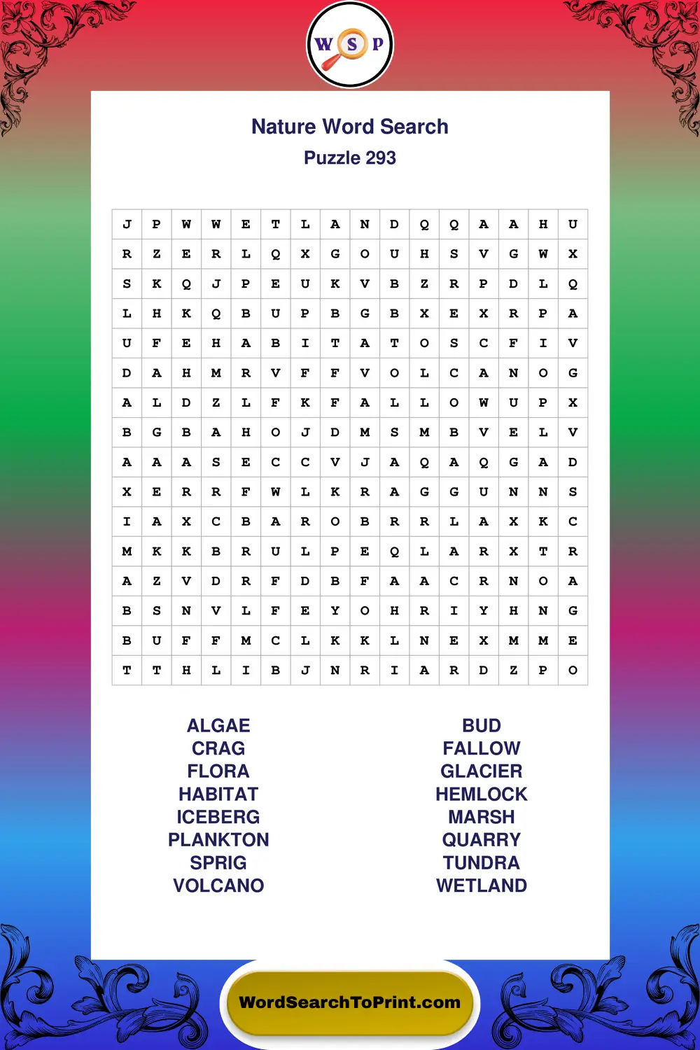 Nature Word Search Puzzle 293